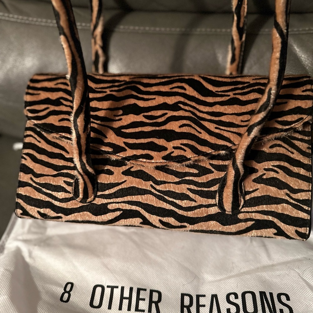 8 Other Reasons Tiger Stripe Faux Fur Tote in Brown and Black